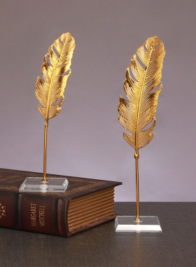 速发轻奢摆金色树叶铁艺小风件家居客厅电约柜简视叶子装饰品