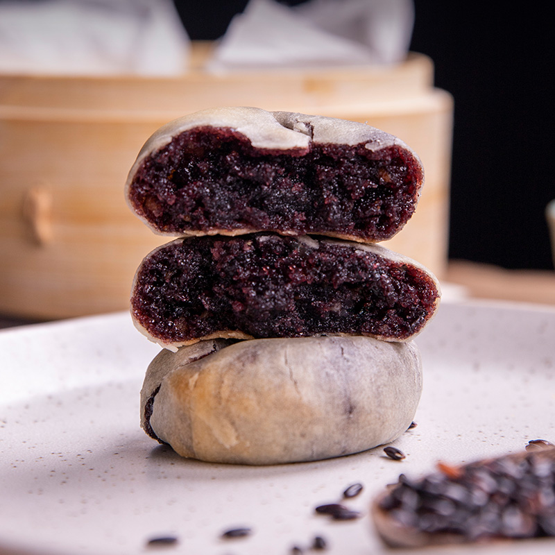 手工紫米黑米饼软糯香甜糕点馅饼皮薄茶点早餐休闲食品小吃点心