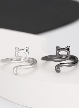 Opening Adjustable Fashion Animal Cat Ring Jewelry欧美猫戒指