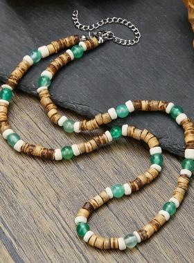 Summer necklace for men欧美跨境度假风椰壳串珠项链男款项链