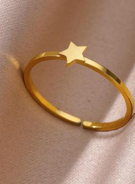 不锈钢女戒 可调节戒指设计 简约珠宝配饰 天然锆石时尚戒饰