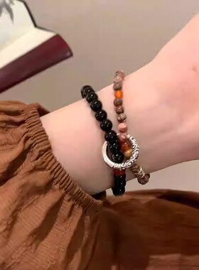 国风禅意平安扣双层串珠手链小众设计新中式天然石2024爆款礼物女