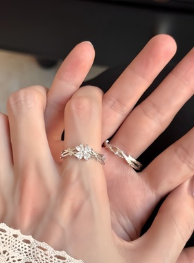 荆棘四叶草情侣戒指轻奢百搭对戒