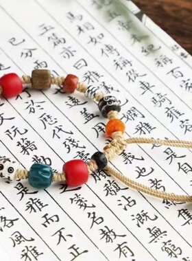 藏式设计手工编织多宝手绳宝瓶天珠琉璃牛骨檀木饰品男女复古手链