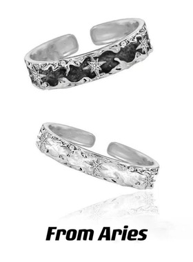 小众芒星黑白滴胶珐琅情侣对戒男女ins冷淡风高级感轻奢开口戒指