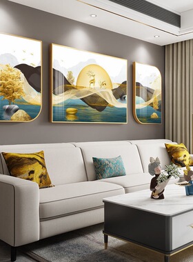 回民挂画民族风挂画客厅沙发背景墙三联画高档烤瓷晶瓷画餐厅饭店