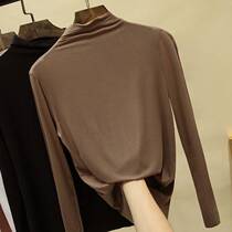 Paris Design Ceciliarg semi-high collar undershirt woman long sleeve t-shirt autumn winter 2023 new body pure cotton