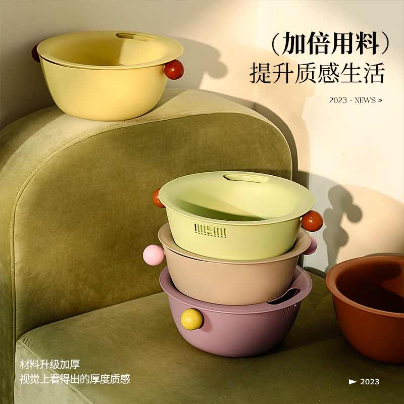 Cosamtec多巴胺沥水篮果篮客厅家用水果盘洗水果神器双层洗菜盆 - 图1