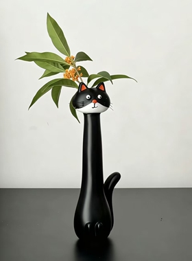 猫咪花瓶树脂摆件装饰乔迁礼物