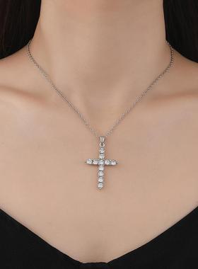 Diamond cross pendant necklace满钻十字吊坠项链时尚吊坠锁骨链