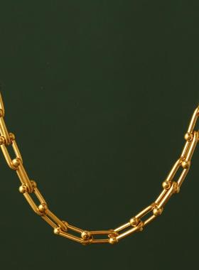 316L Stainless Steel Necklace Gold Color Thick Clavicle Chai