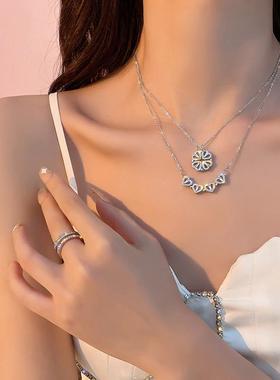 SINLEERY Unusual together 4 crystal heart flower pendant sta