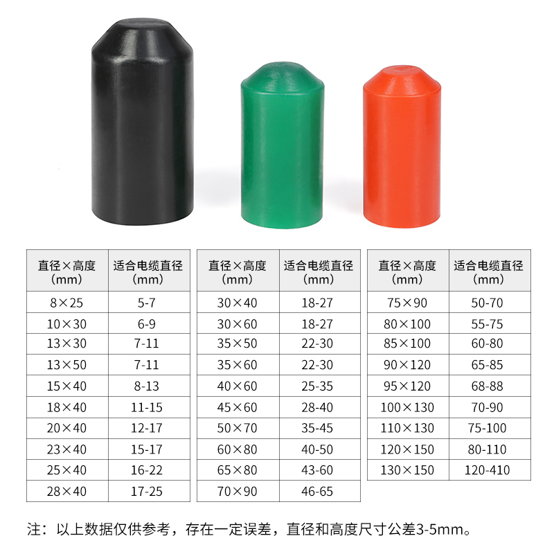 电缆热缩封帽 带胶 热缩帽 直径8mm-150mm 线缆密封头保护帽