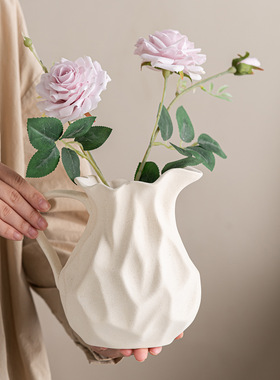 提壶花插简约陶瓷花瓶装饰品摆件