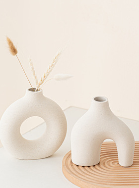 素烧磨砂陶瓷花瓶家居装饰摆件