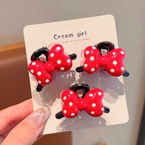 儿童红色波点蝴蝶结抓夹女童刘海小号发抓女孩夹子宝宝碎发夹头饰 - 图3