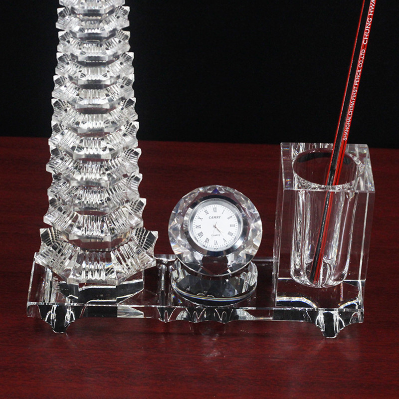水晶文昌塔13层笔筒时钟时来运转办公室摆放学生书房礼物书桌摆件,淘宝优惠券,粉丝福利购,淘宝优惠卷