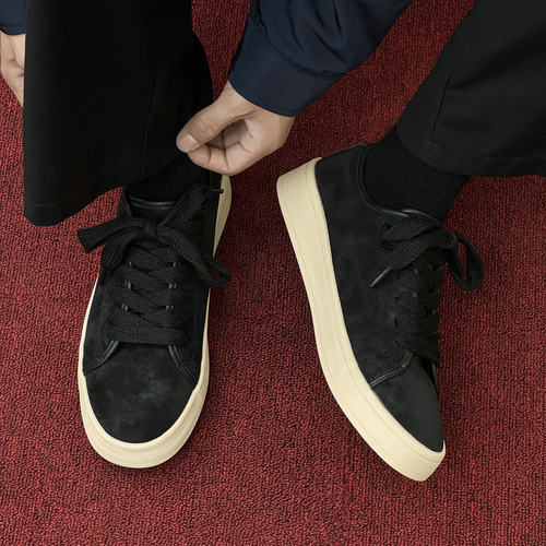 板鞋男美拉德复古日系休闲平底时尚潮流仿麂皮轻便软底皮面帆布鞋 - 图0