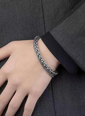 抖音同款钛钢手链 高级感ins小众设计嘻哈双层首饰品简约学生链饰