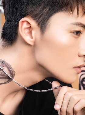 项链男款潮锁骨链男生古巴瓜子链男士潮牌百搭轻奢小众毛衣链配饰