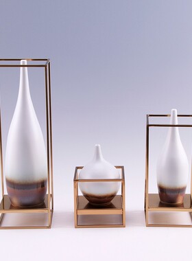 极速现代轻奢陶瓷摆件新中式样板房客厅电视柜玄关U茶几软装家居