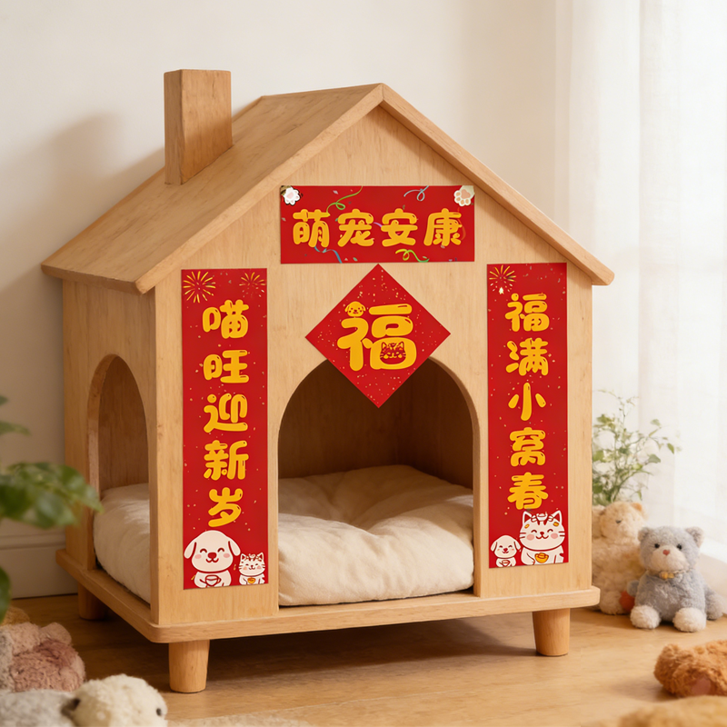 2026新年宠物小对联迷你猫屋狗窝门联猫咪狗狗笼子装饰春联新款,淘宝优惠券,粉丝福利购,淘宝优惠卷