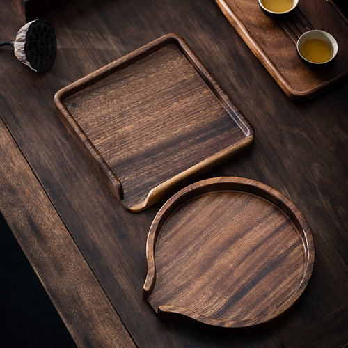 胡桃实木普洱茶盒茶饼收纳盒茶钳茶刀茶针茶具茶道配件赏茶分茶盘 - 图3