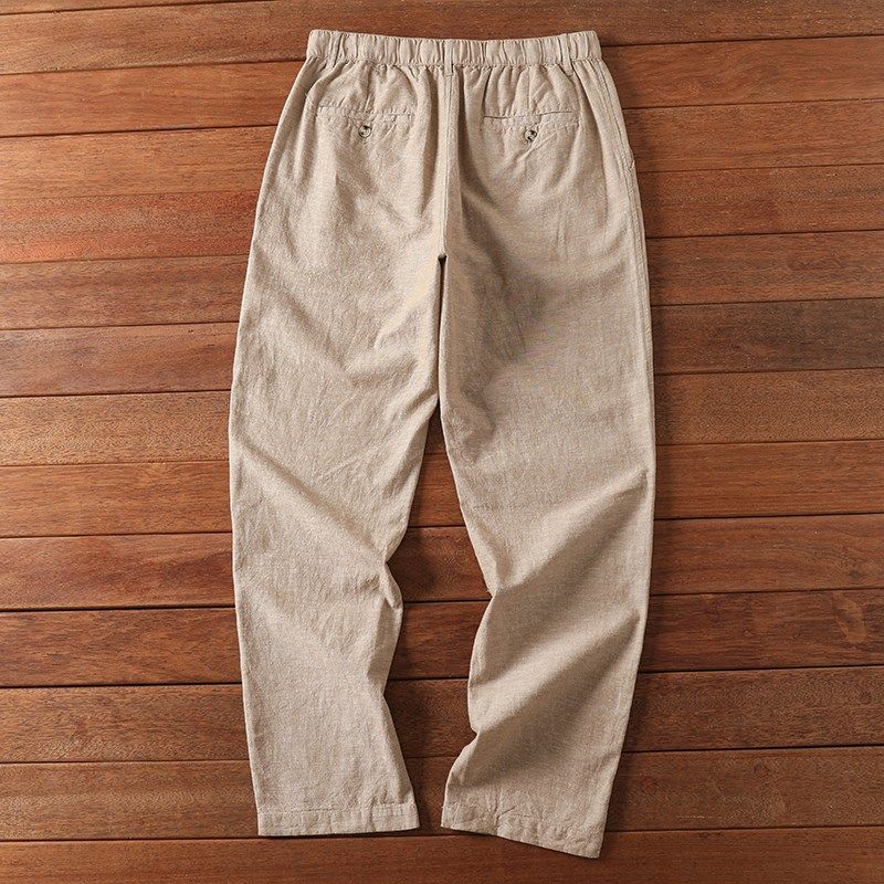 高品质日单 轻薄透气 柔软细腻 夏季男士时尚纯色麻裤直筒休闲裤,淘宝优惠券,粉丝福利购,淘宝优惠卷