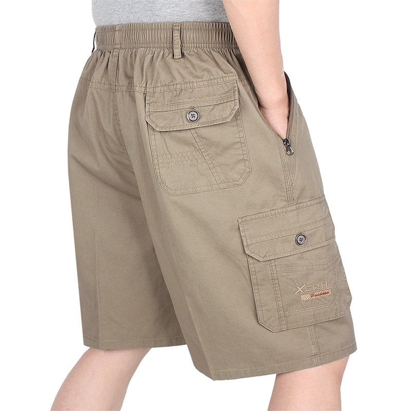 纯棉夏季薄款男士多口袋短裤中老年宽松大码透气五分裤爸爸休闲裤,淘宝优惠券,粉丝福利购,淘宝优惠卷