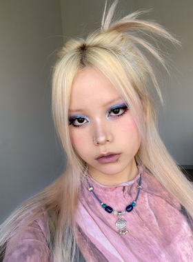 新中式民族风平安锁蓝色串珠项链