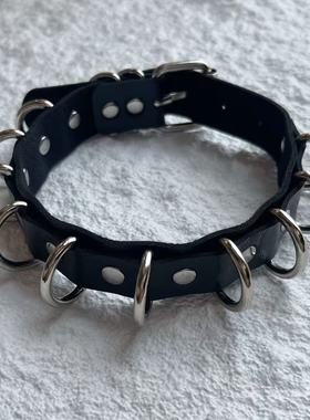 朋克pu皮革圆环项圈项链choker