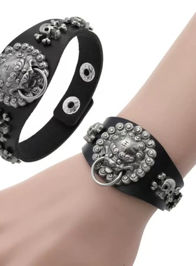 皮革手环星星十字架骷髅男女手镯