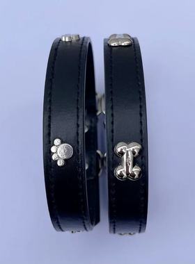 可爱骨头脚印项圈彩色pu皮项链