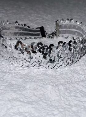 亮片颈链闪亮紫色项链项圈女配饰