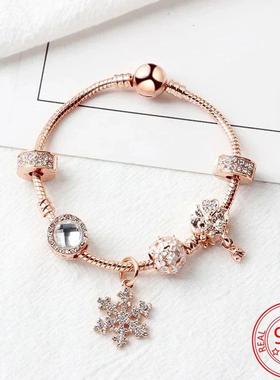 Classic 925 Sterling Silver Sparkling Rose Gold Ocean Heart