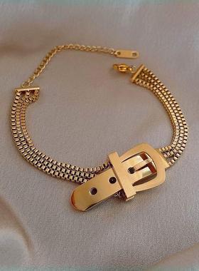 Gold Color Multilayer Cross Charm Bracelet For Women Street