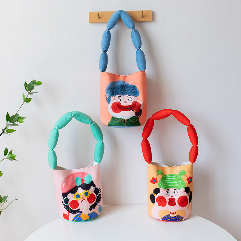 2025新款女士手提水桶包学生夏季腋下包小众设计搞怪婚包小布包,淘宝优惠券,粉丝福利购,淘宝优惠卷