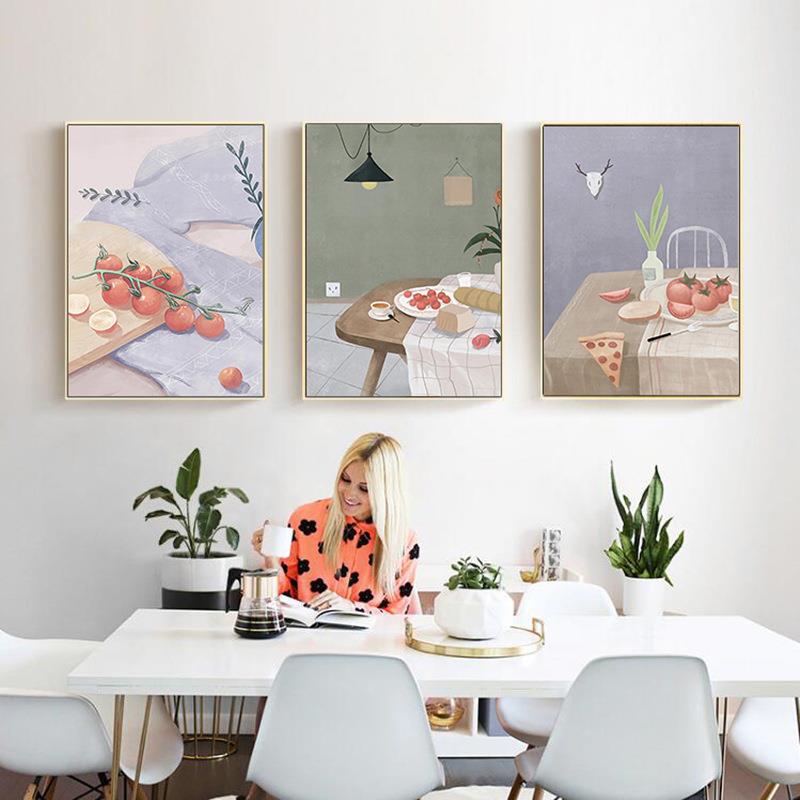 北欧餐厅装饰画现代简约壁画中式饭厅餐桌画客厅背景挂画卧室墙画 - 图1