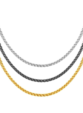 简约时尚百搭黑色链子方链嘻哈项链细链子素链