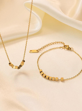 钛钢不褪色八方来财碎银子项链