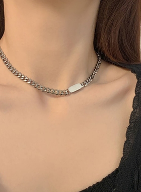 古巴链粗链项链女简约百搭