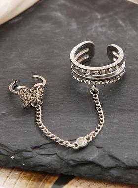 Chain butterfly rings炼条蝴蝶戒指ins简约流苏炼条一体戒指开