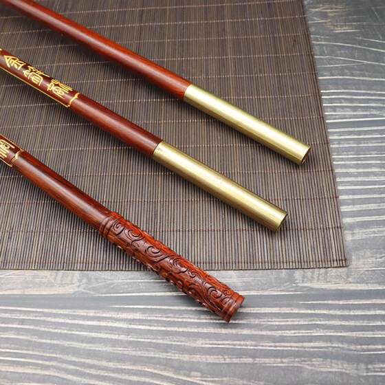 厂家紫檀木如意金箍棒雕刻描金黄铜文玩武术棍摆件儿童玩具棍