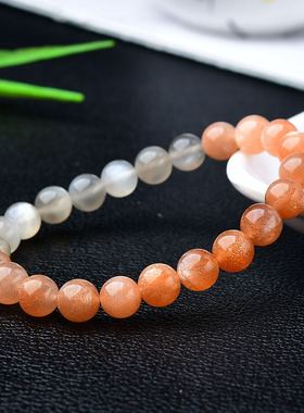 新品天然彩月i光石单圈手链银月光橙月光女士手串节日礼物