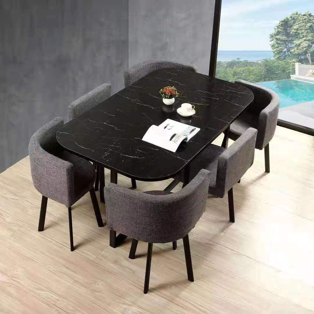 极速新品厂销接待桌椅组合北欧小户型餐桌一NH桌六椅洽谈会客小圆 - 图0