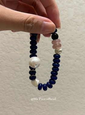 青金石草莓晶珍珠水晶手链女