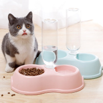 Dog Bowl Factory Pet Double Bowl Water Bottle Automatic Drinking Water Cat Bowls Food Basin Anti-Over Dinner Basin Cat Dog Pet Supplies