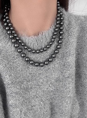 大溪地黑珍珠项链轻奢小众颈链