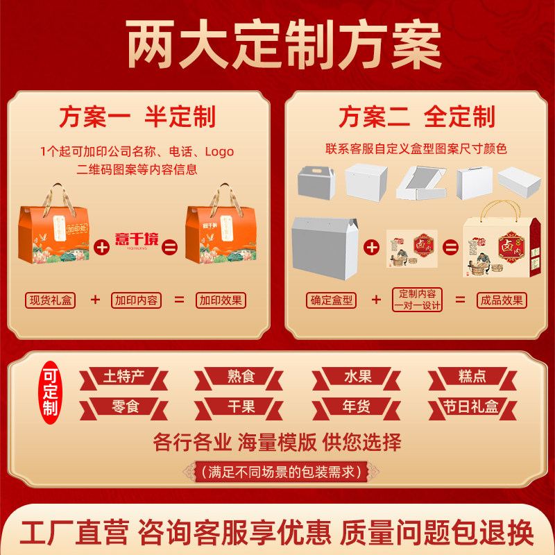 通用新年货包装盒空盒子腊味海鲜干货食品糕点高档礼品盒定制logo,淘宝优惠券,粉丝福利购,淘宝优惠卷