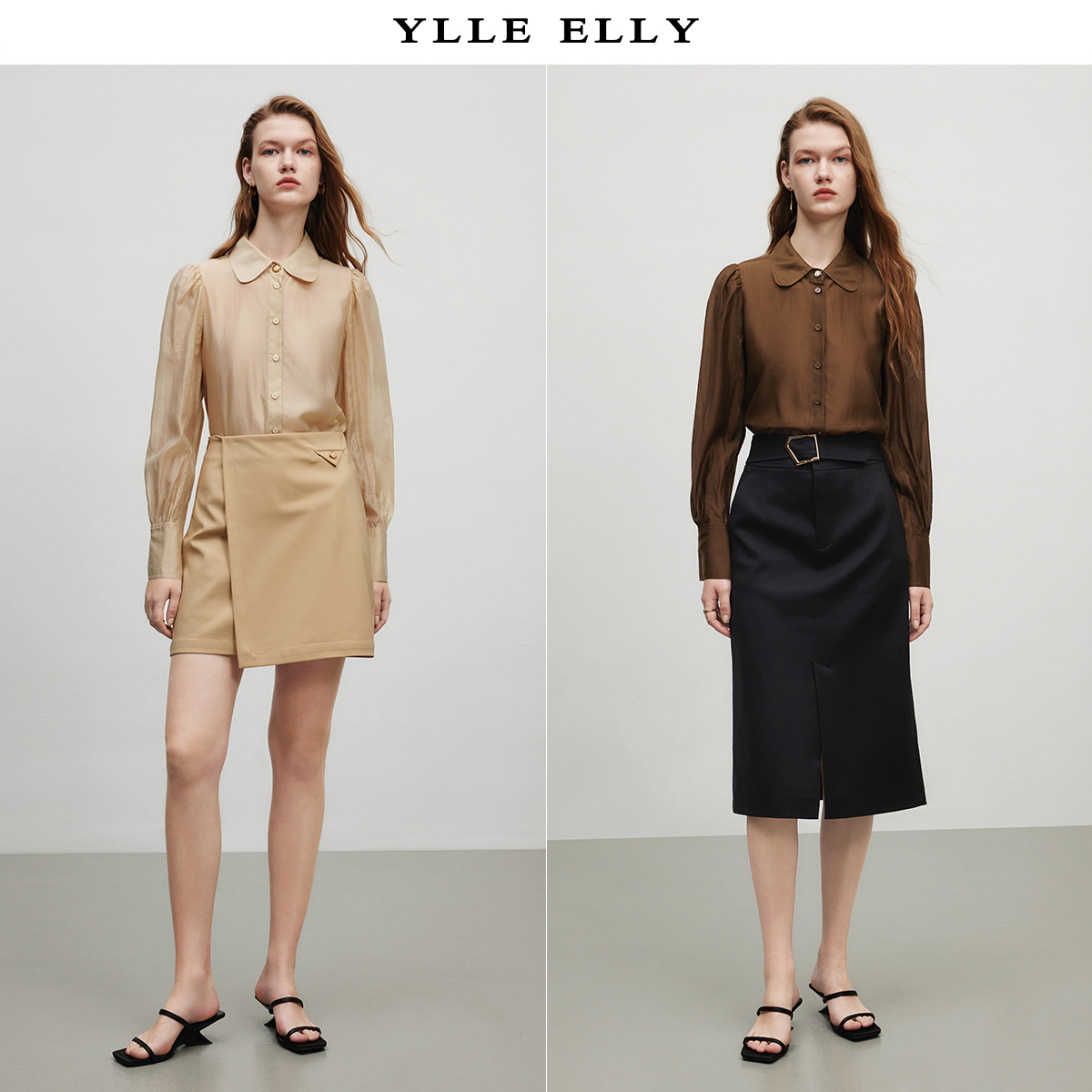 YLLE ELLY 秋装新品莱赛尔天丝衬衫女翻领高级感气质上衣 - 图0